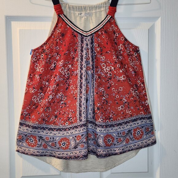 Jolt Floral Red and Blue Small Womens Tank Top - Picture 5 of 9